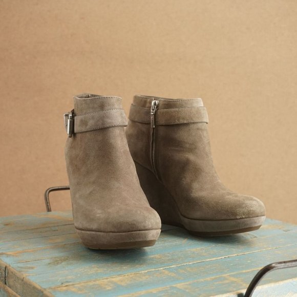 Geox Brown Suede Ankle Booties with Buckle - Picture 2 of 11